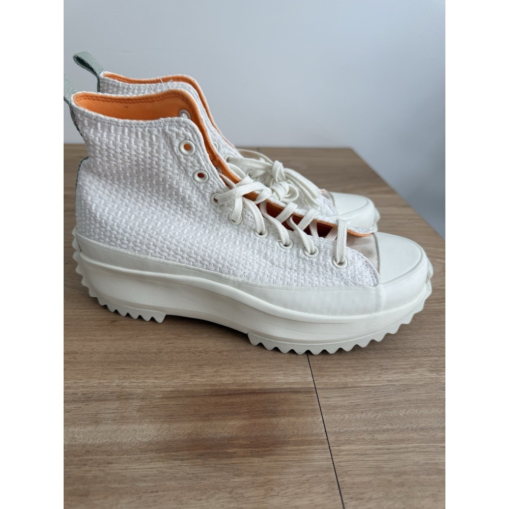 Converse Run Star Hike High Top Platform Sneakers White Orange Women's 11.5 New
